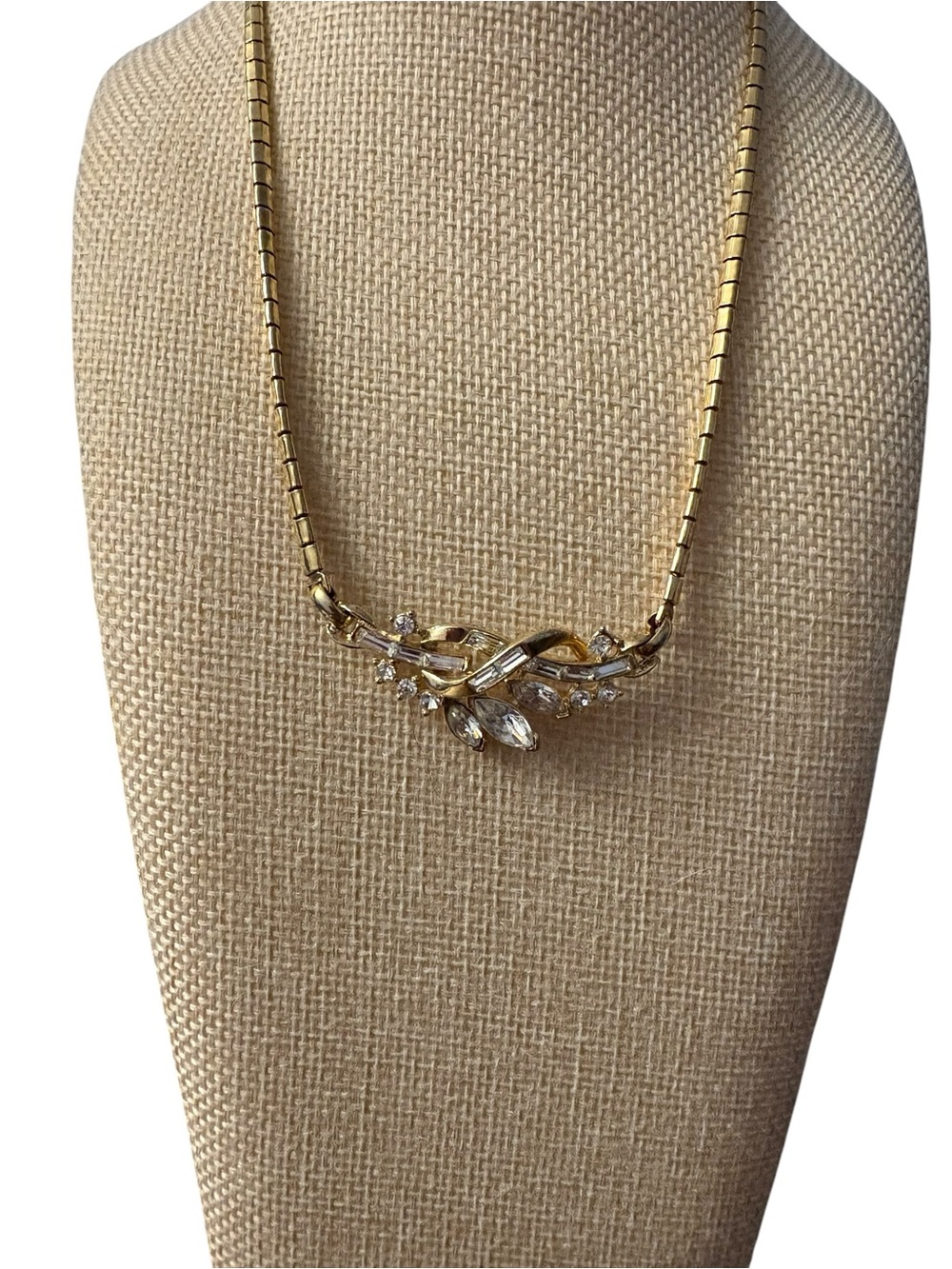 Crown Trifari Alfred Philippe Pat Pend Rhinestone Ribbon Choker Vtg Necklace - Picture 3 of 7